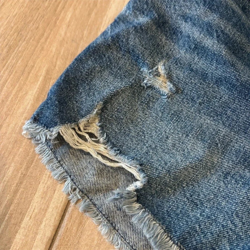 ZARA Girls Distressed Denim Cut-Off Shorts Blue Frayed Hem Size 14-15Y